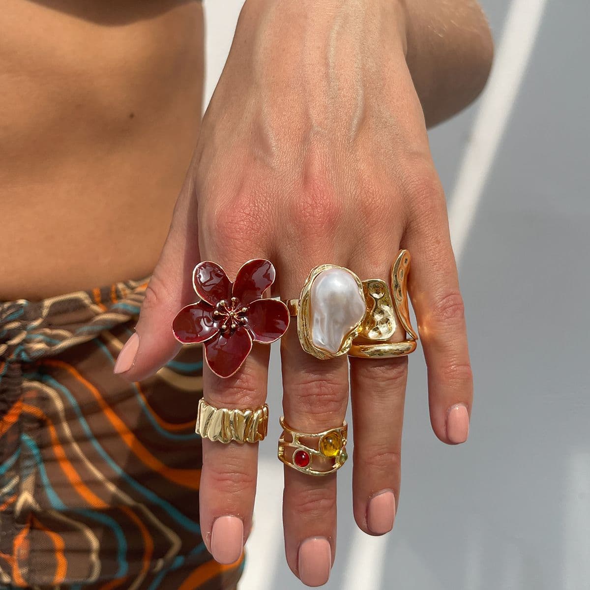 02 Deep Red Ring Set