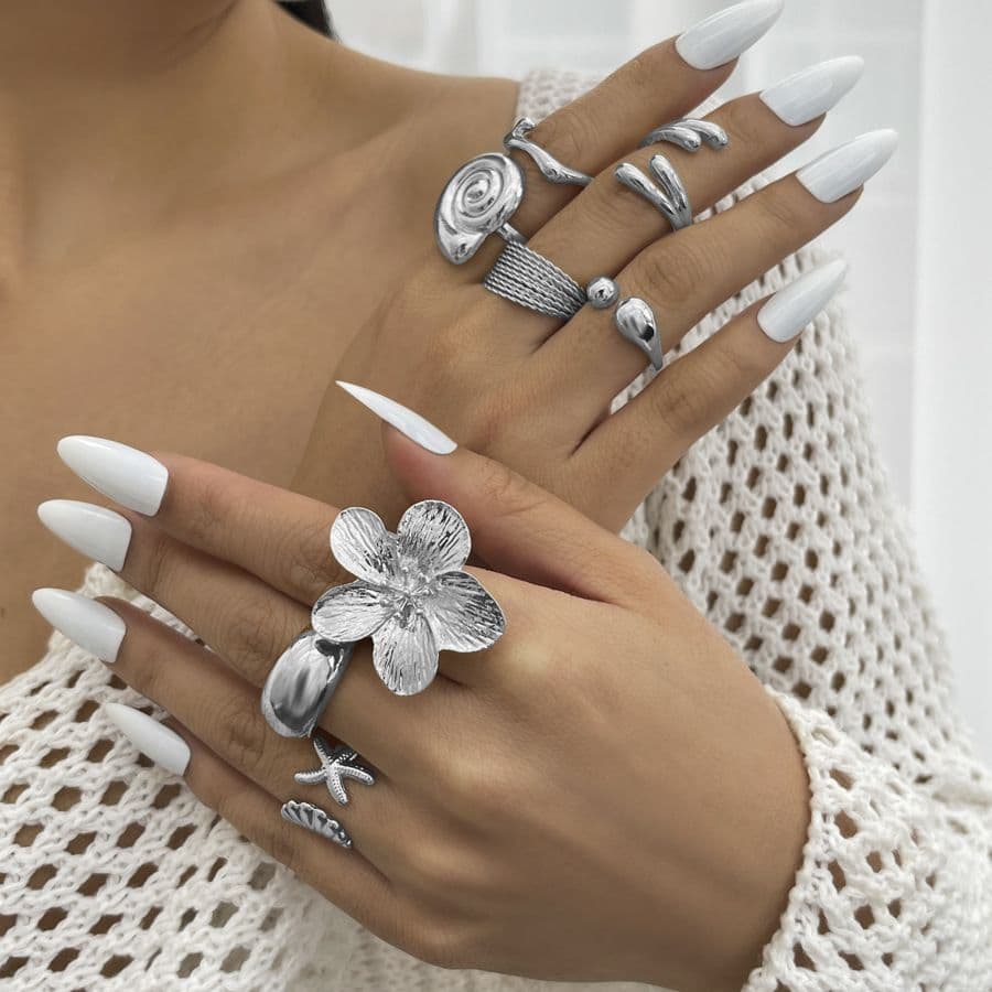 04 White K Ring Set