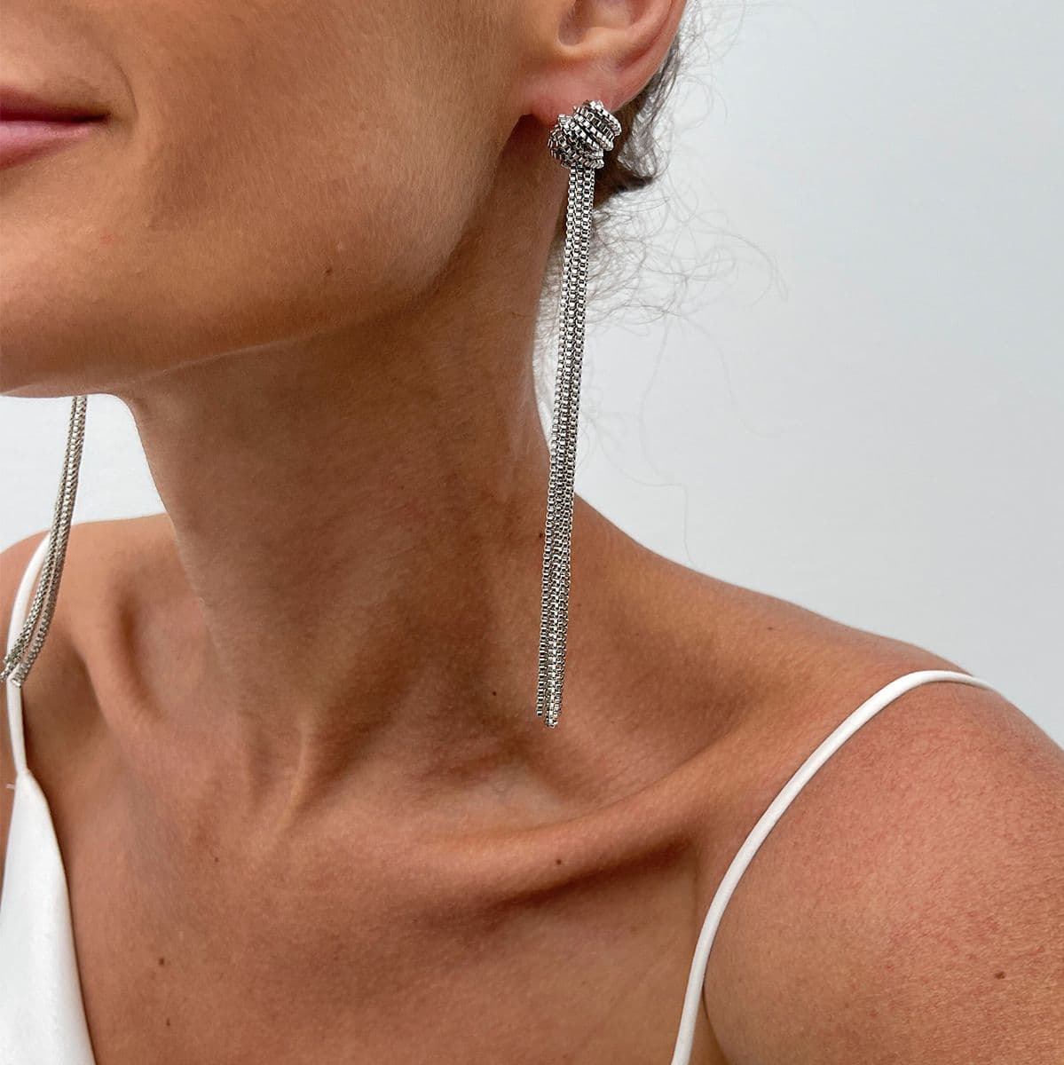 03 White K Earrings (Pair)