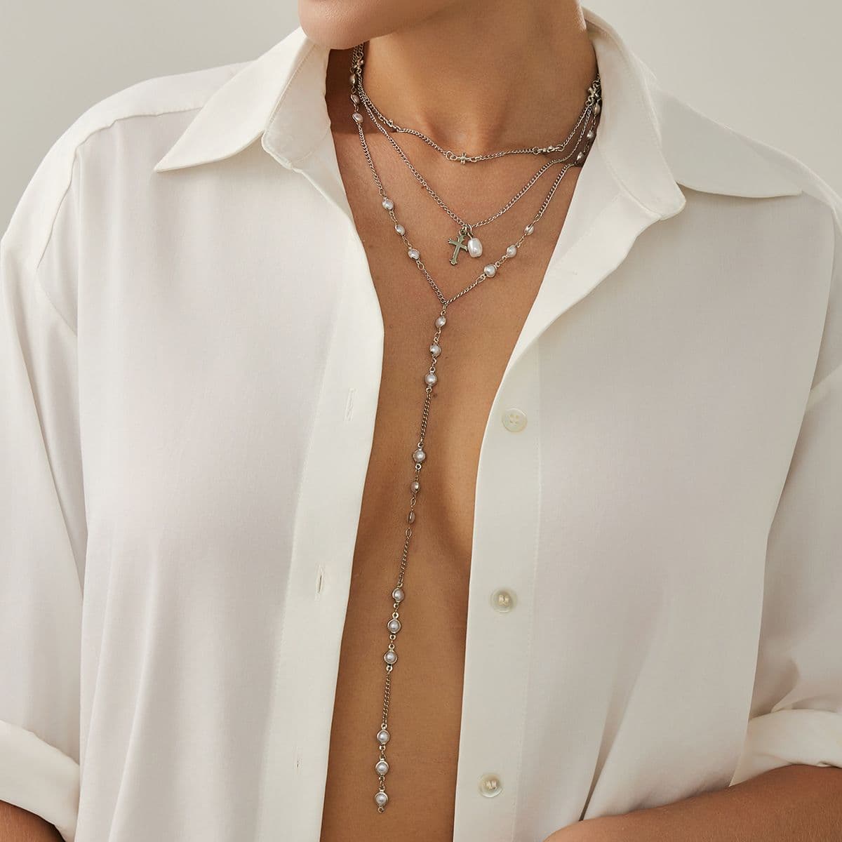 06 White K Necklace