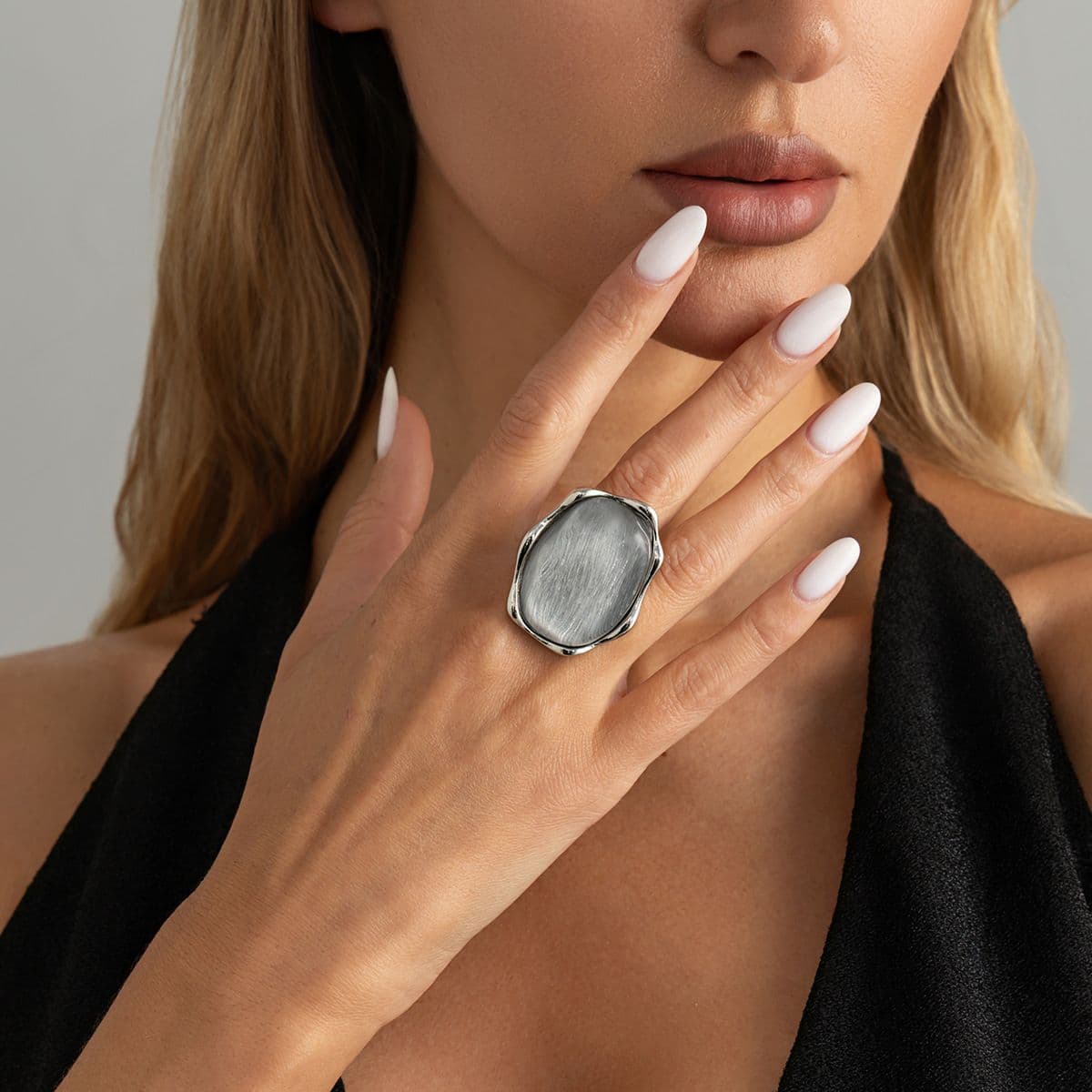 White K + Silver Gray Ring