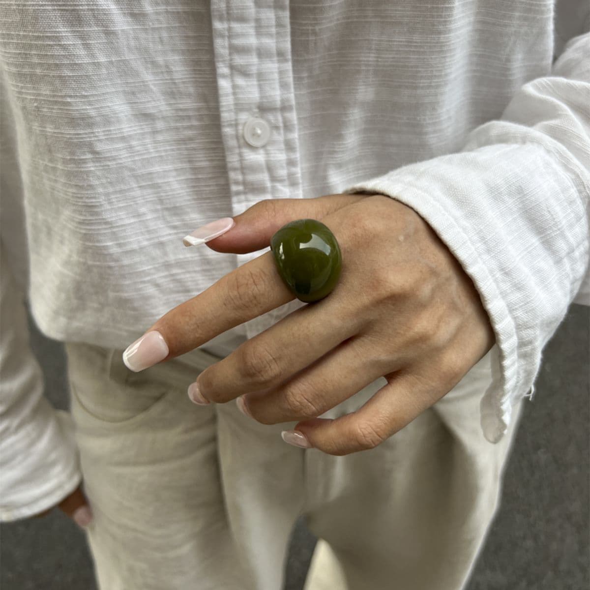 Transparent Colored Resin Wide Band Ring - Yunhai Jewelry