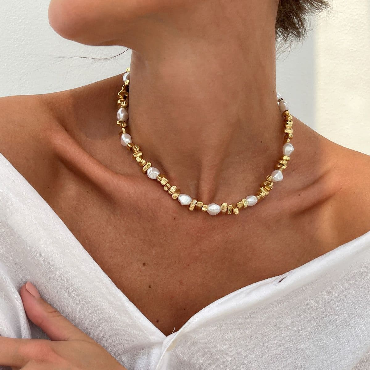 CCB Copper-Clad Iron Irregular Pearl Necklace - Yunhai Jewelry