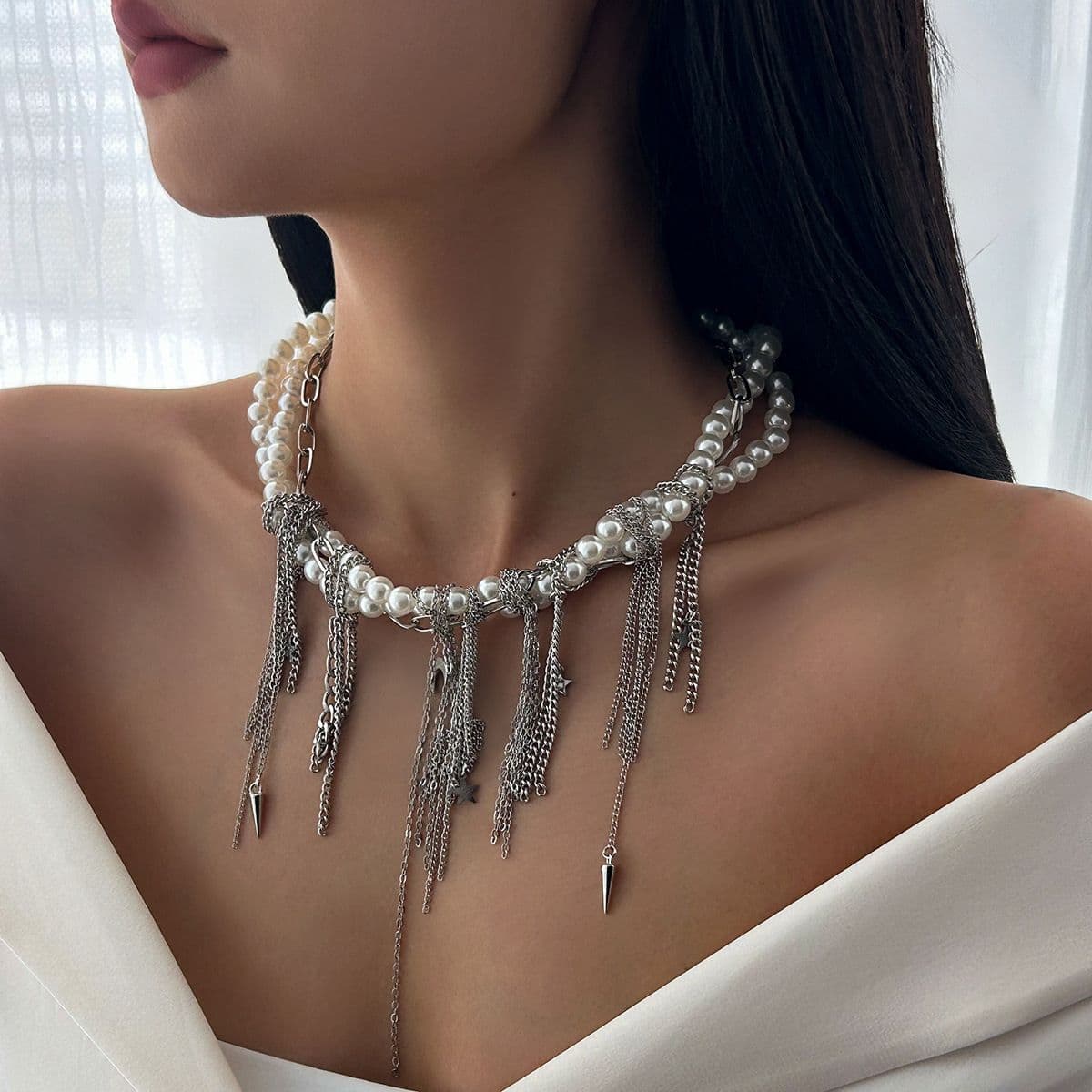 01 White K Necklace
