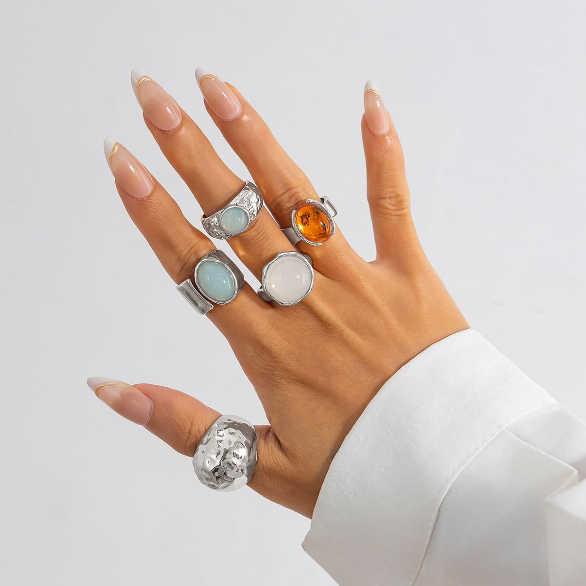 03 White K Ring Set
