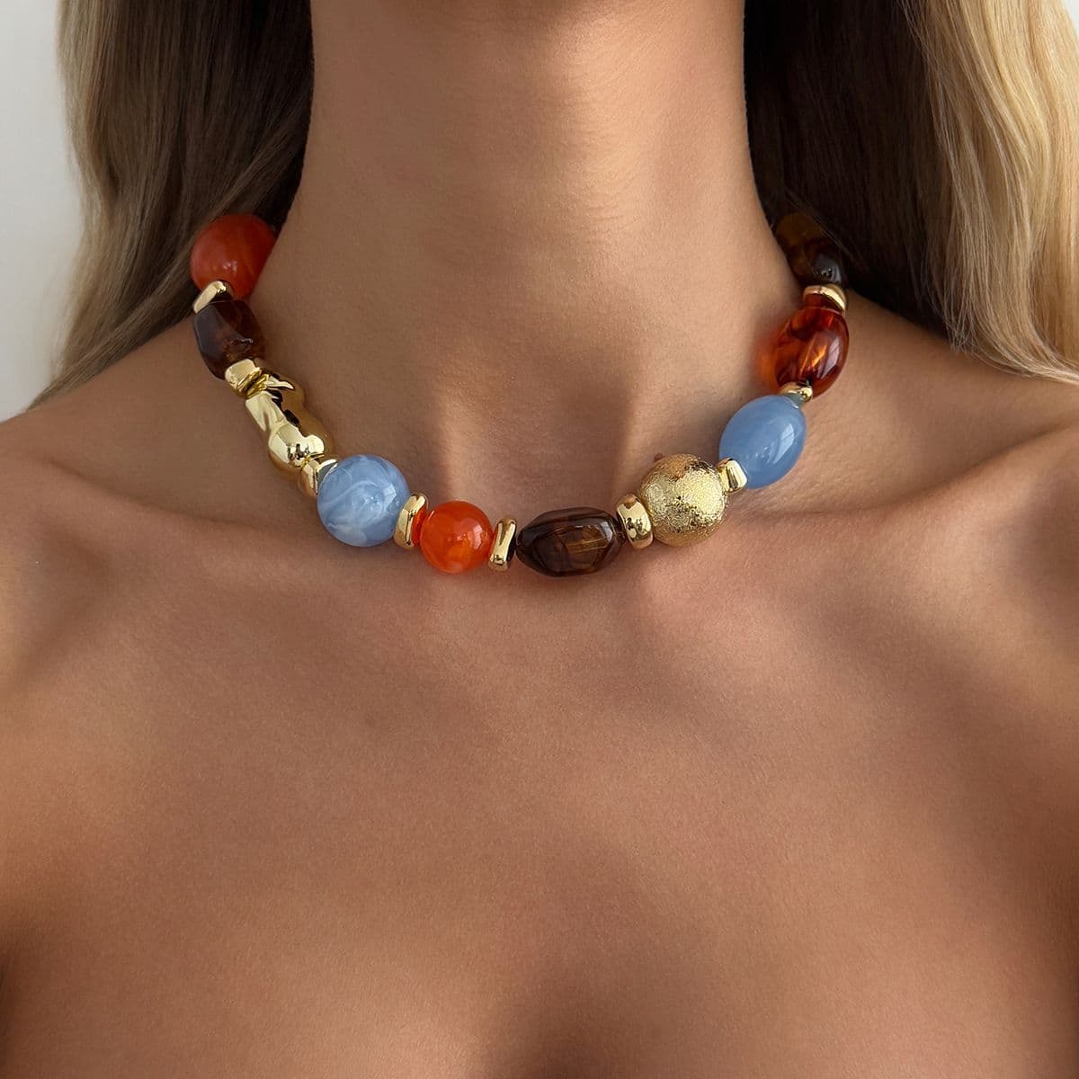 Maillard-Style Colored Resin Bead Necklace - Yunhai Jewelry