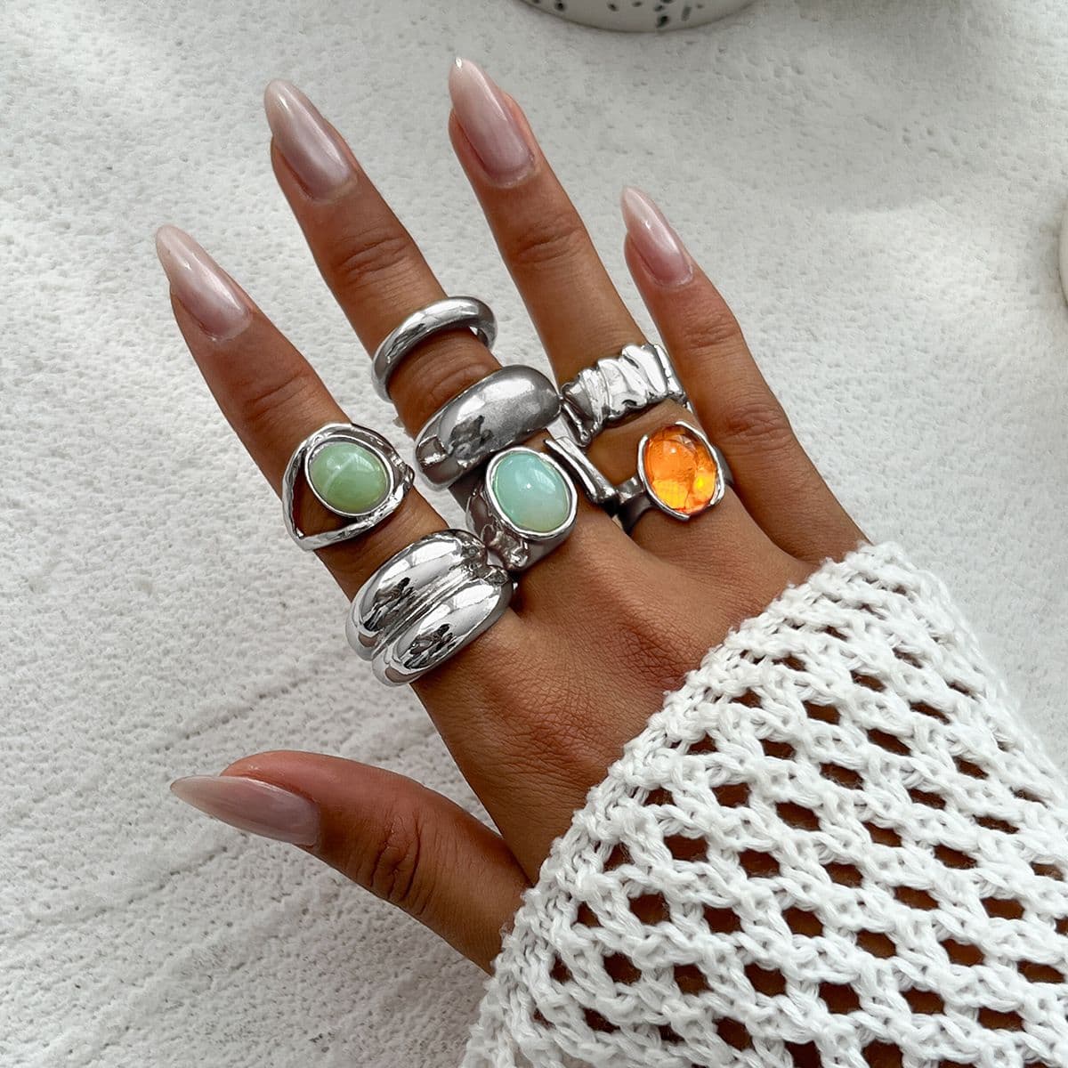 02 White K Ring Set