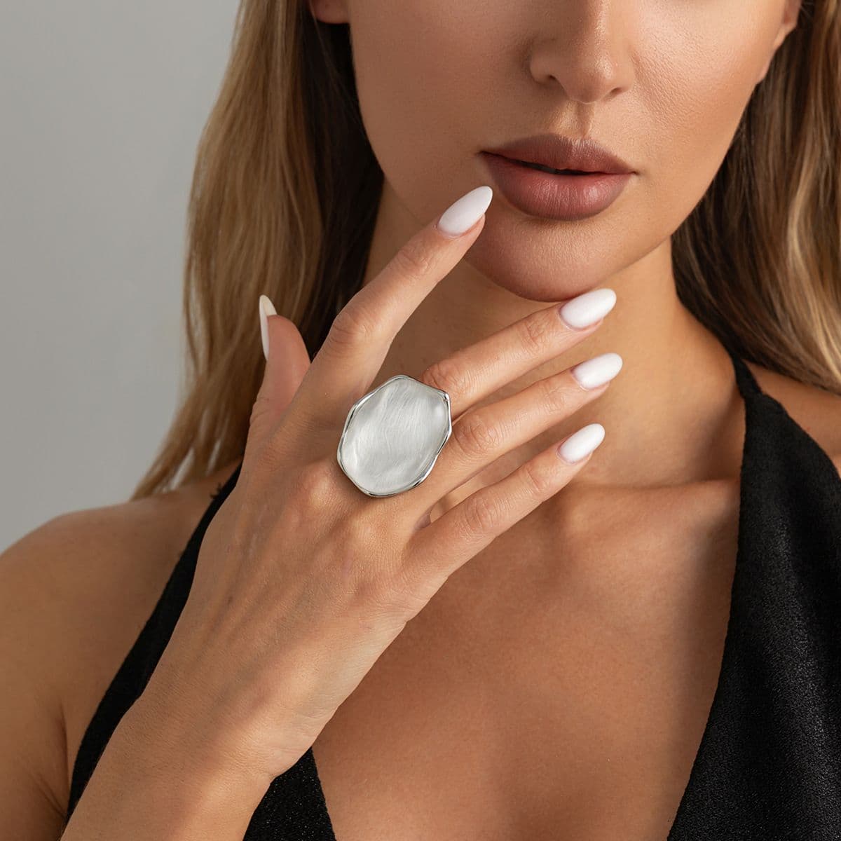 White K + Silver White Ring