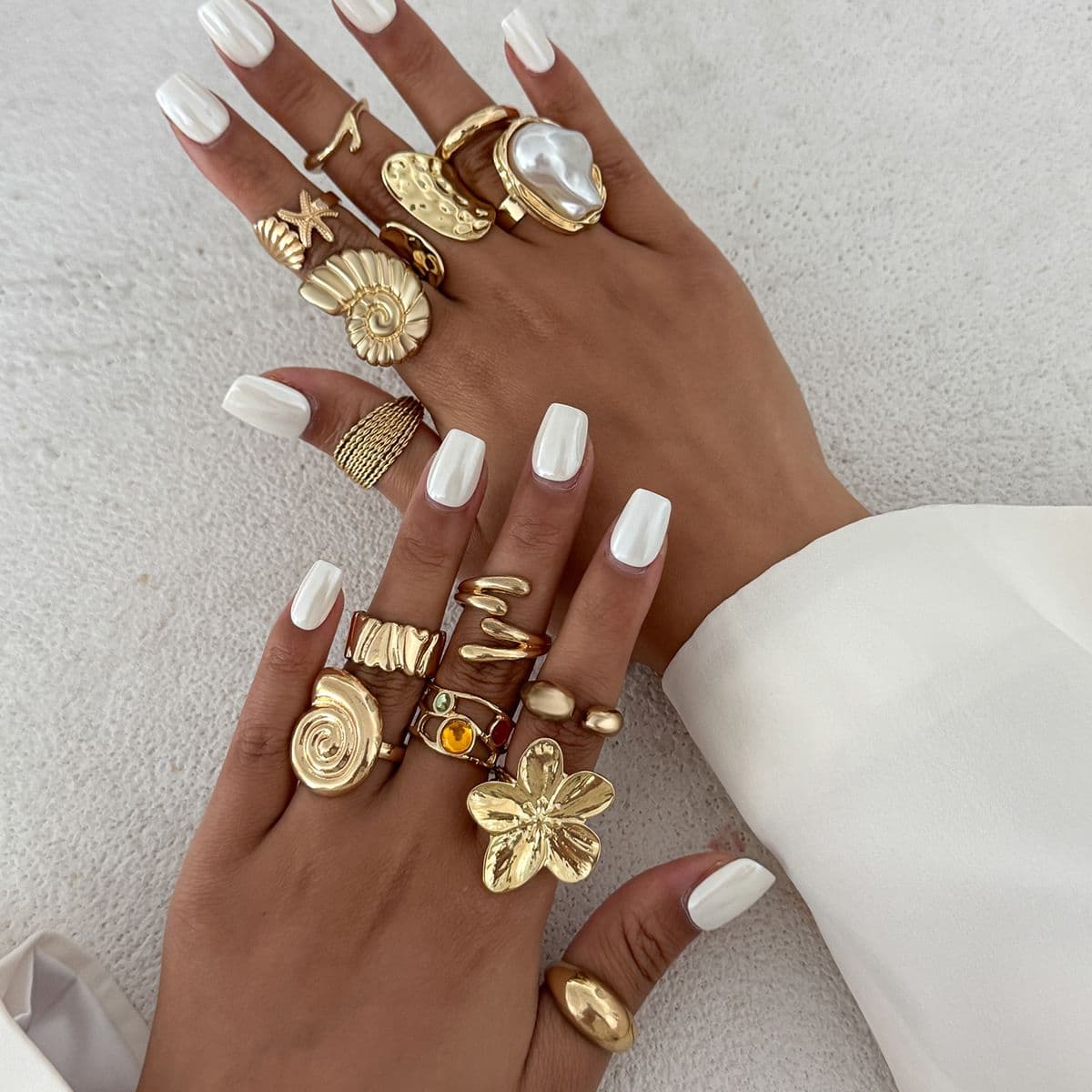 10 Light Gold Ring Set