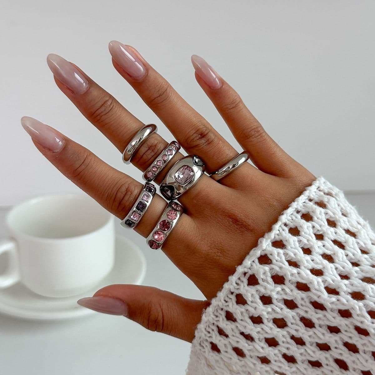 02 White K Ring Set