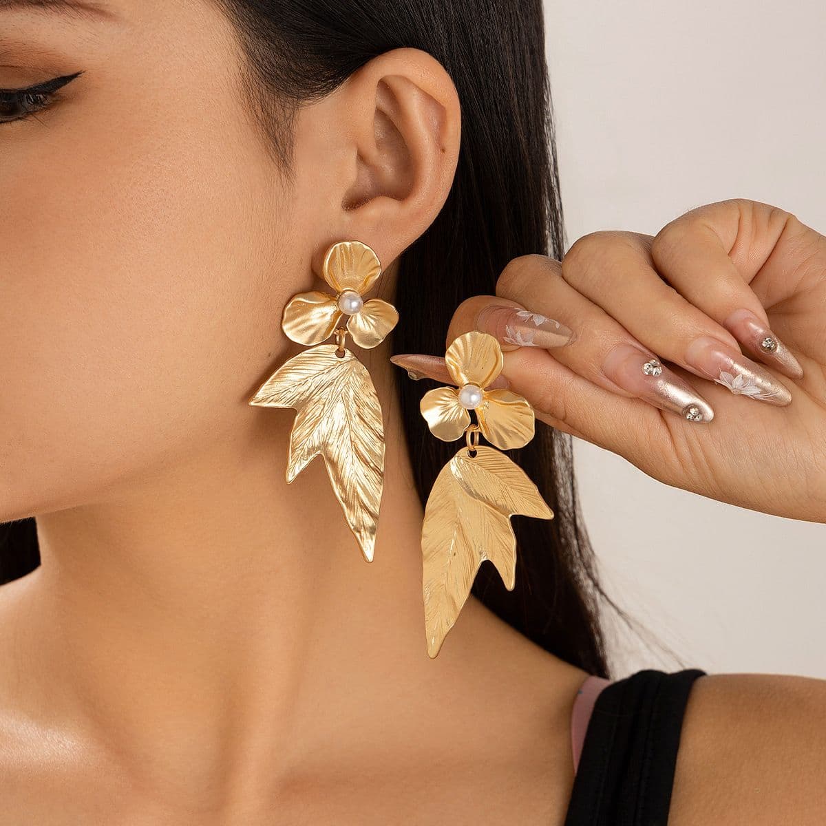 Metal 3D Ginkgo Leaf Flower Earrings - Yunhai Jewelry