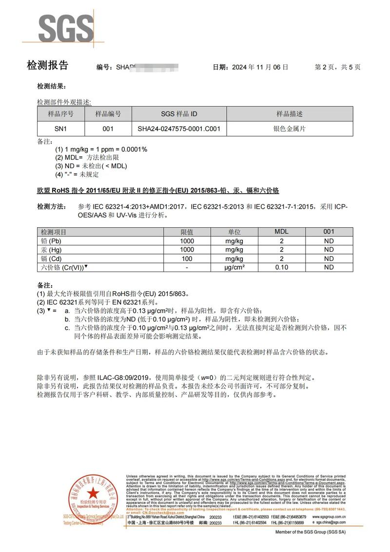 SGS Certificate